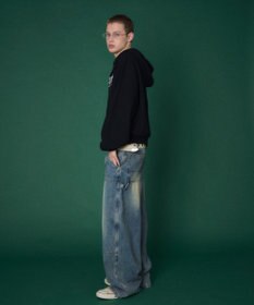 WEGO 【ユニセックス着用ITEM】ワッフルグラフィックカットZIPパーカー