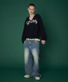 WEGO 【ユニセックス着用ITEM】ワッフルグラフィックカットZIPパーカー