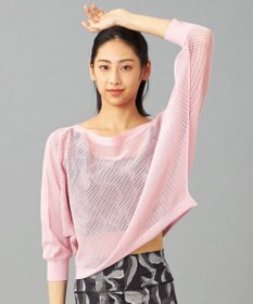 Chacott 【ノーソーイングニット】7分袖メッシュニットTシャツ