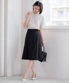 23区 L 【洗える】バックサテンアムンゼン レユールダイヤプリント ブラウス