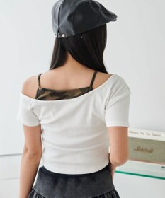 WEGO ドッキングオフショルデザインちびT