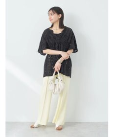 earth music&ecology コットンレースＶネックブラウス