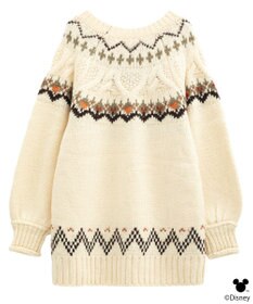 earth music&ecology 【予約】Disney/ミッキー刺繍ノルディックニットチュニック