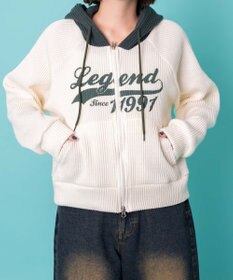 WEGO バイカラーニットジップパーカー