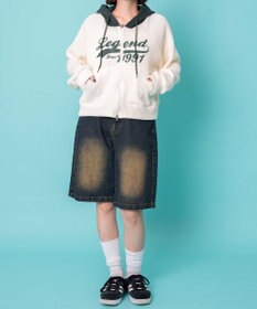 WEGO バイカラーニットジップパーカー