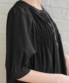 Tiaclasse L 【洗える】シャーリングチュニック