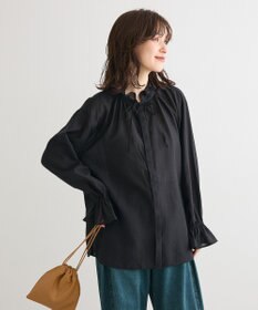 Green Parks フリルカラーリボンブラウス