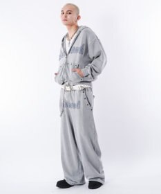 WEGO 【ウエストゴム/ユニセックス着用ITEM】ブリーチハトメスウェットパンツ