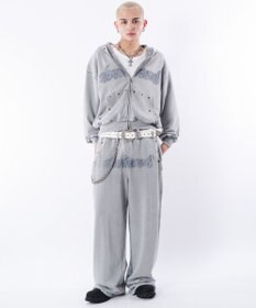 WEGO 【ウエストゴム/ユニセックス着用ITEM】ブリーチハトメスウェットパンツ