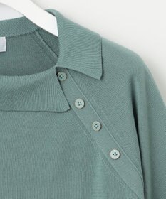 J.PRESS LADIES L 【洗える】COTTON POLYESTER 襟付き ニット