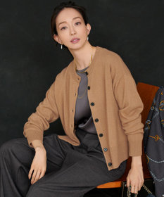 23区 S 【見上愛さん着用/STORY掲載】ピュアカシミヤ クルーネック カーディガン キャメル系