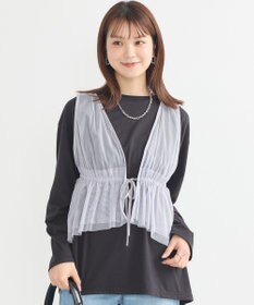 earth music&ecology チュールドロストギャザーベスト