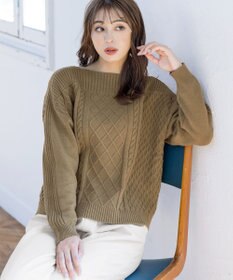 Tiaclasse L 【洗える】ケーブル編みドルマンニットトップス