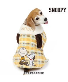 PET PARADISE スヌーピー ポンチョ 《にっこり チェック柄》中型犬 大型犬