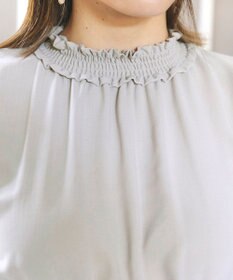 Tiaclasse 【洗える】麻調シャーリングハイネックワンピース