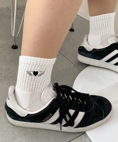 WEGO モチーフ刺繍アンクル底パイルソックス