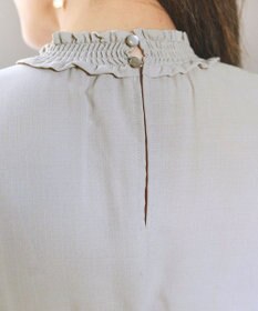 Tiaclasse 【洗える】麻調シャーリングハイネックワンピース