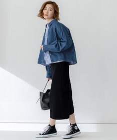 23区 【Oggi3月号掲載/洗える】ライトダンガリー クロップド ボリュームスリーブ シャツ