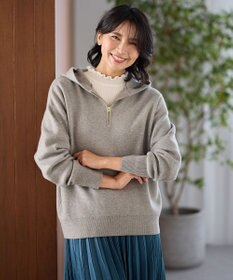 ANY L ハーフジップニットフーディー