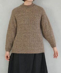 muuc 〈ふっくら柔らか高品質 キッドモヘア×アルパカ×ウール〉〈2サイズ展開〉模様編みプルオーバー