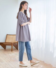 Tiaclasse L 【洗える】シャーリングチュニック