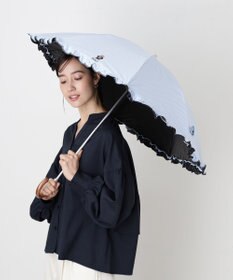 MOONBAT 【WEB限定/遮光率100%/遮熱/UV】POLO RALPH LAUREN（ポロ ラルフローレン）晴雨兼用日傘 ワンポイント ポロベア刺繍 フリル 折りたたみ傘 長折タイプ