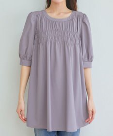 Tiaclasse L 【洗える】シャーリングチュニック