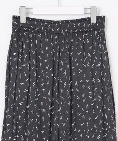 自由区 【WEB限定・ウエストゴム・長さ調整可・洗える・XSサイズあり】ビンテージサテンプリント柄 ワイドパンツ