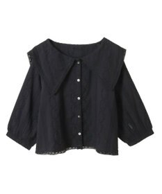 earth music&ecology ビッグカラー刺繍ブラウス