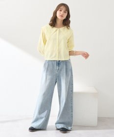 earth music&ecology ビッグカラー刺繍ブラウス