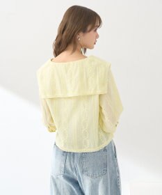 earth music&ecology ビッグカラー刺繍ブラウス