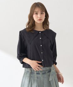 earth music&ecology ビッグカラー刺繍ブラウス