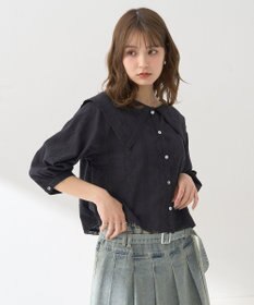 earth music&ecology ビッグカラー刺繍ブラウス