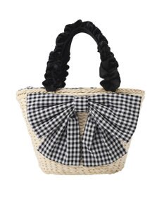 Maison de FLEUR リボンメイズフリルハンドルカゴバッグ