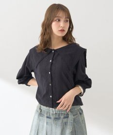 earth music&ecology ビッグカラー刺繍ブラウス