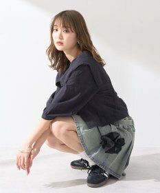 earth music&ecology ビッグカラー刺繍ブラウス