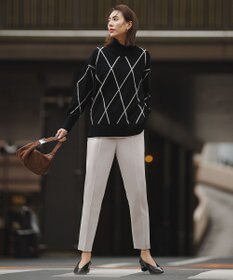 ICB ソフトカシミヤミックス ダイヤ柄ハイネックニット