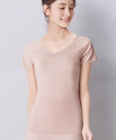 Wing インナー 綿100％(身生地) 接触冷感 【綿100％ シャリ感タイプ】 3分袖 半袖 春 夏 EL6363 ウイング／ワコール