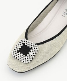 steppi 【洗える/撥水】ビジュー付 スクエア パンプス