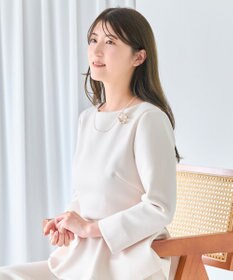 Phoebe <オンワード限定セット>シンプルパールチェーンネックレス×フォーマルパールビジューサークルブローチ