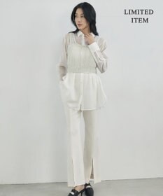 ICB 【WEB限定・洗える】キュプラハイパワーストレッチ セミフレアパンツ