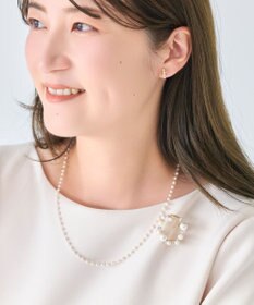 Phoebe <オンワード限定セット>シンプルパールチェーンネックレス×フォーマルパールビジューサークルブローチ