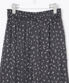 自由区 【WEB限定・ウエストゴム・長さ調整可・洗える・XSサイズあり】ビンテージサテンプリント柄 ワイドパンツ