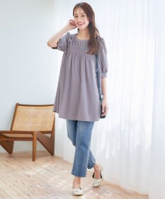 Tiaclasse L 【洗える】シャーリングチュニック