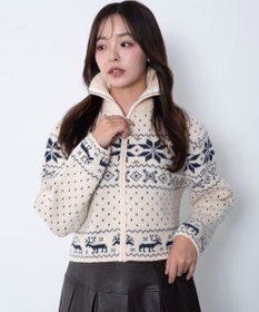 WEGO ユキガラダブルジップカーデ