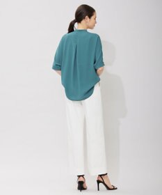 ICB 【洗える】T/Cストレッチサテン ワイドパンツ