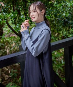 Tiaclasse 【洗える】タートルボタンニットトップス