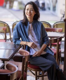 J.PRESS LADIES 【洗える・セットアップ対応】セルロースリネンストレッチ セミワイド パンツ