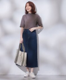 ANY 【洗濯機可能/ストレッチ】フロントスリットデニムスカート