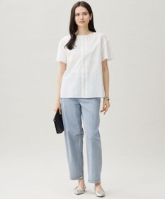 自由区 【接触冷感・洗える】エンブロイダリーローン Tブラウス